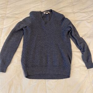 Joseph Abboud Merino Wool Blend V-Neck Sweater Blue Small - READ